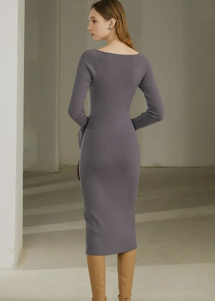 SQUARE NECK SLIM FIT DRESS