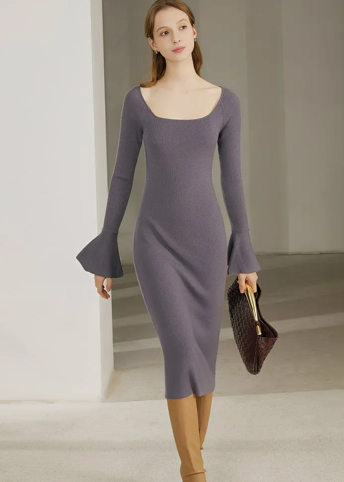 SQUARE NECK SLIM FIT DRESS