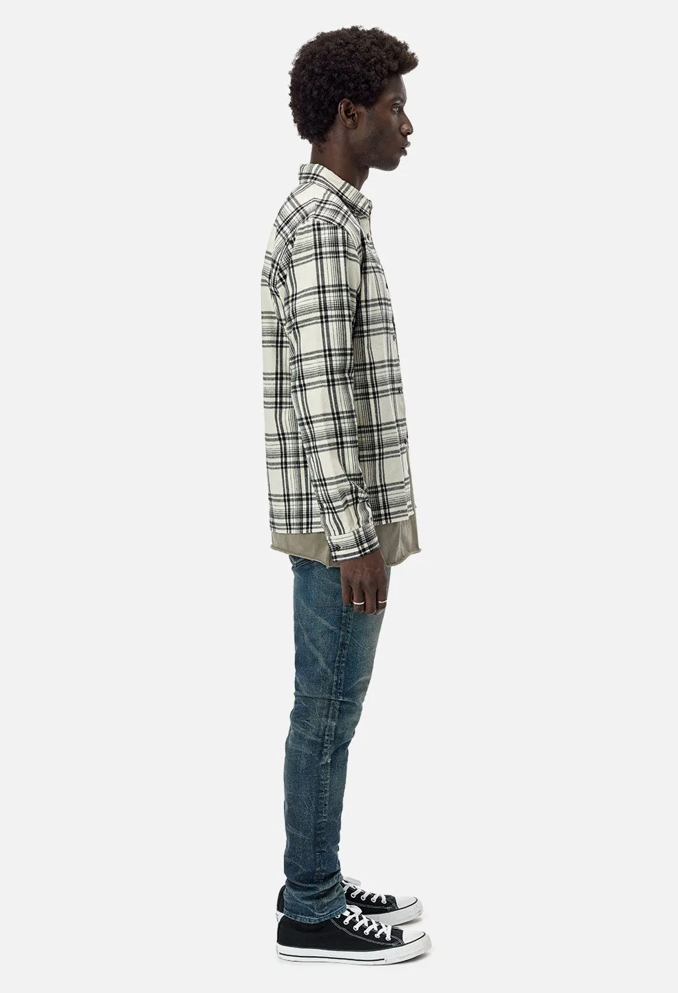 Straight Hem Shirt / Ivory X Black Plaid