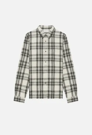 Straight Hem Shirt / Ivory X Black Plaid