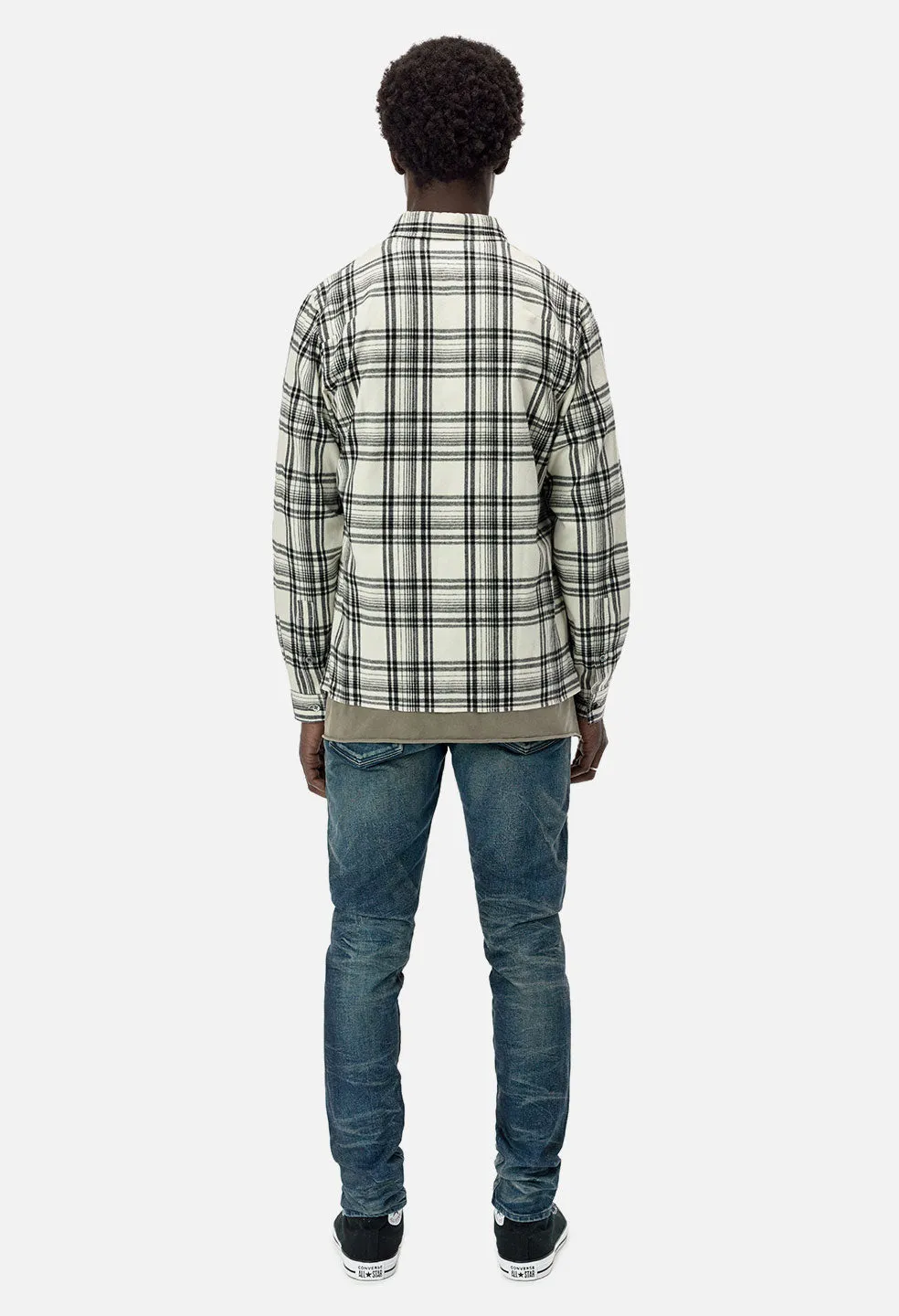 Straight Hem Shirt / Ivory X Black Plaid