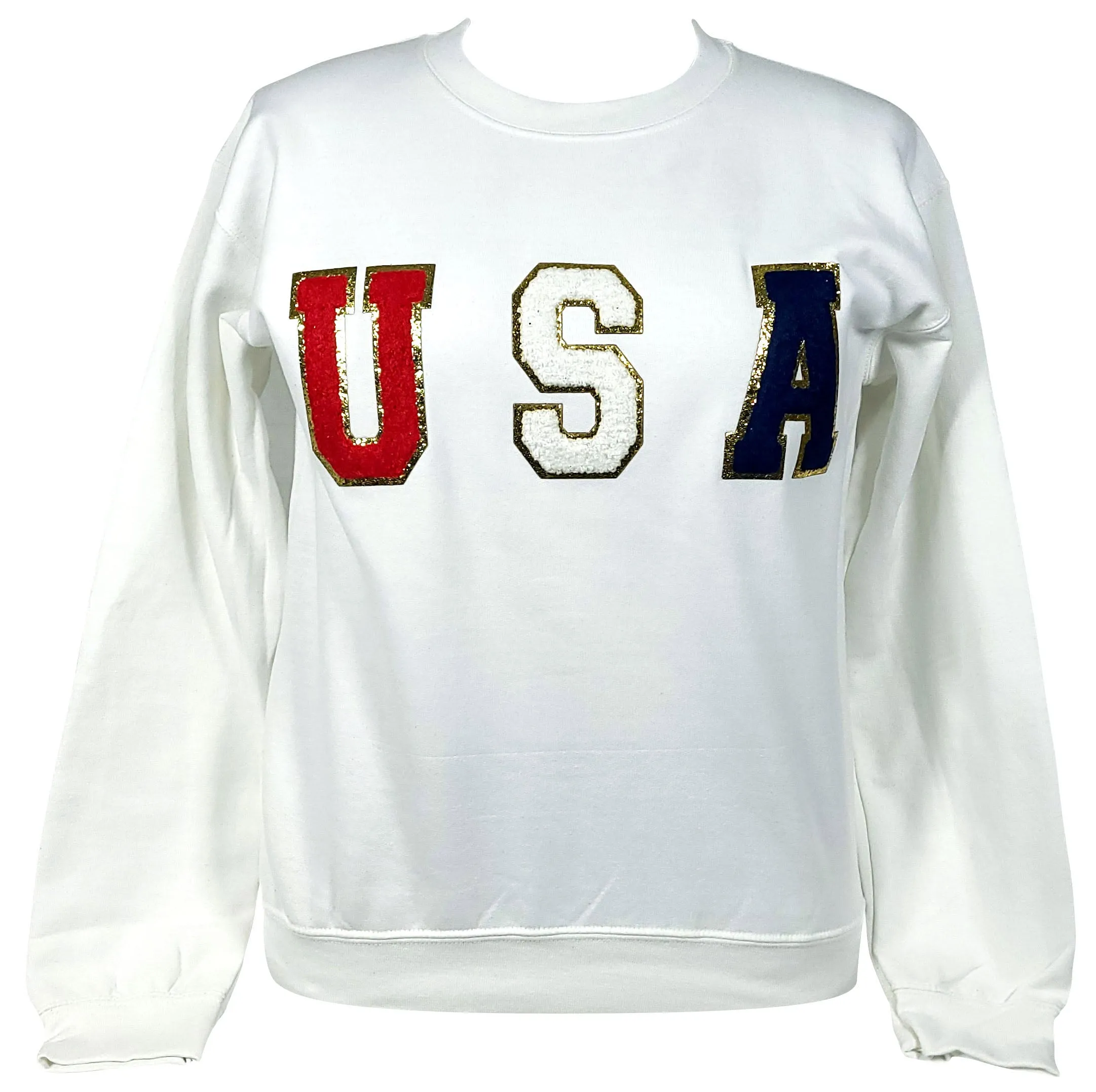 SW-6723 USA-White Sweatshirt