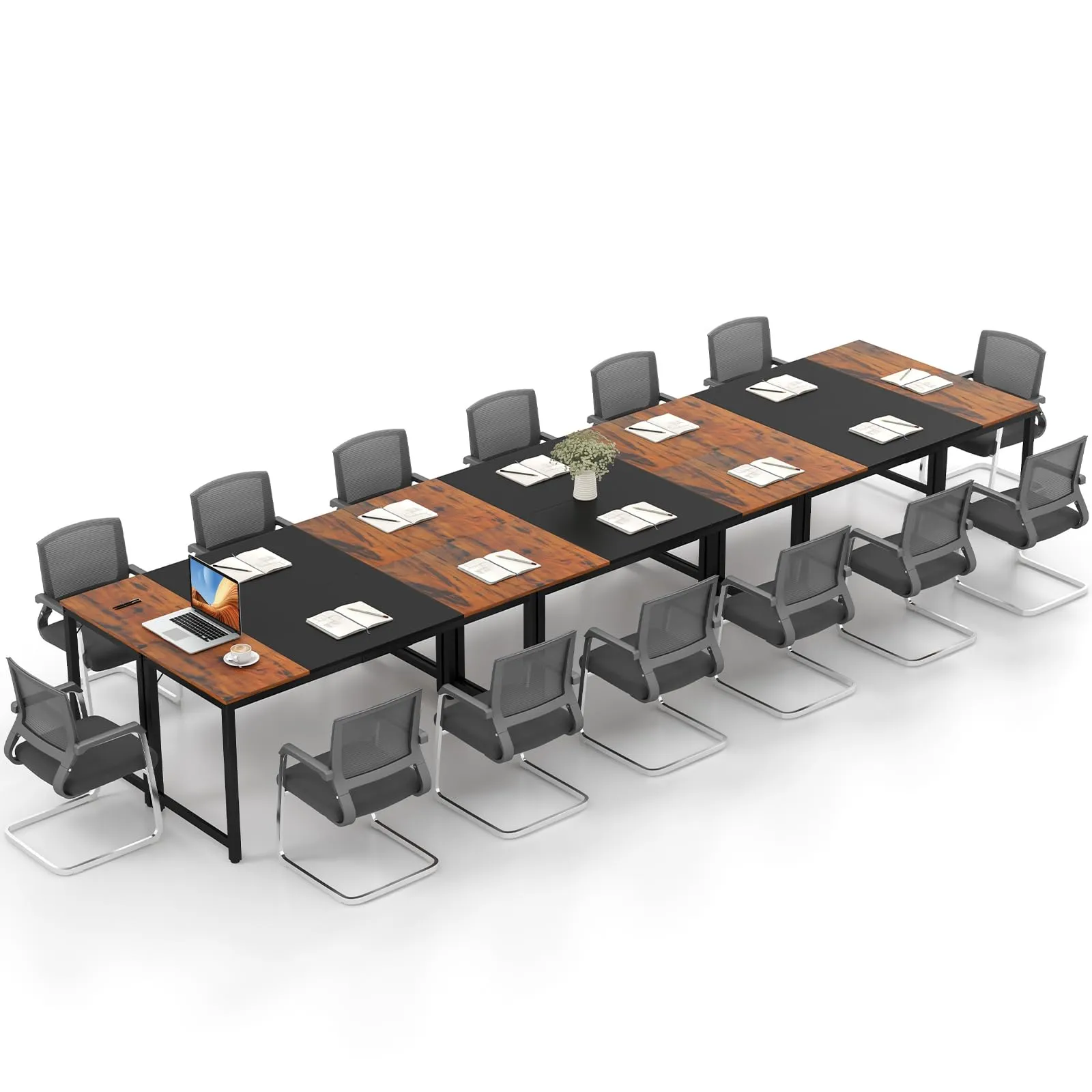 Tangkula 63” x 24” Conference Table, Meeting Table with Metal Frame & Adjustable Foot Pads