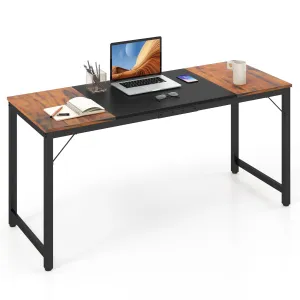 Tangkula 63” x 24” Conference Table, Meeting Table with Metal Frame & Adjustable Foot Pads