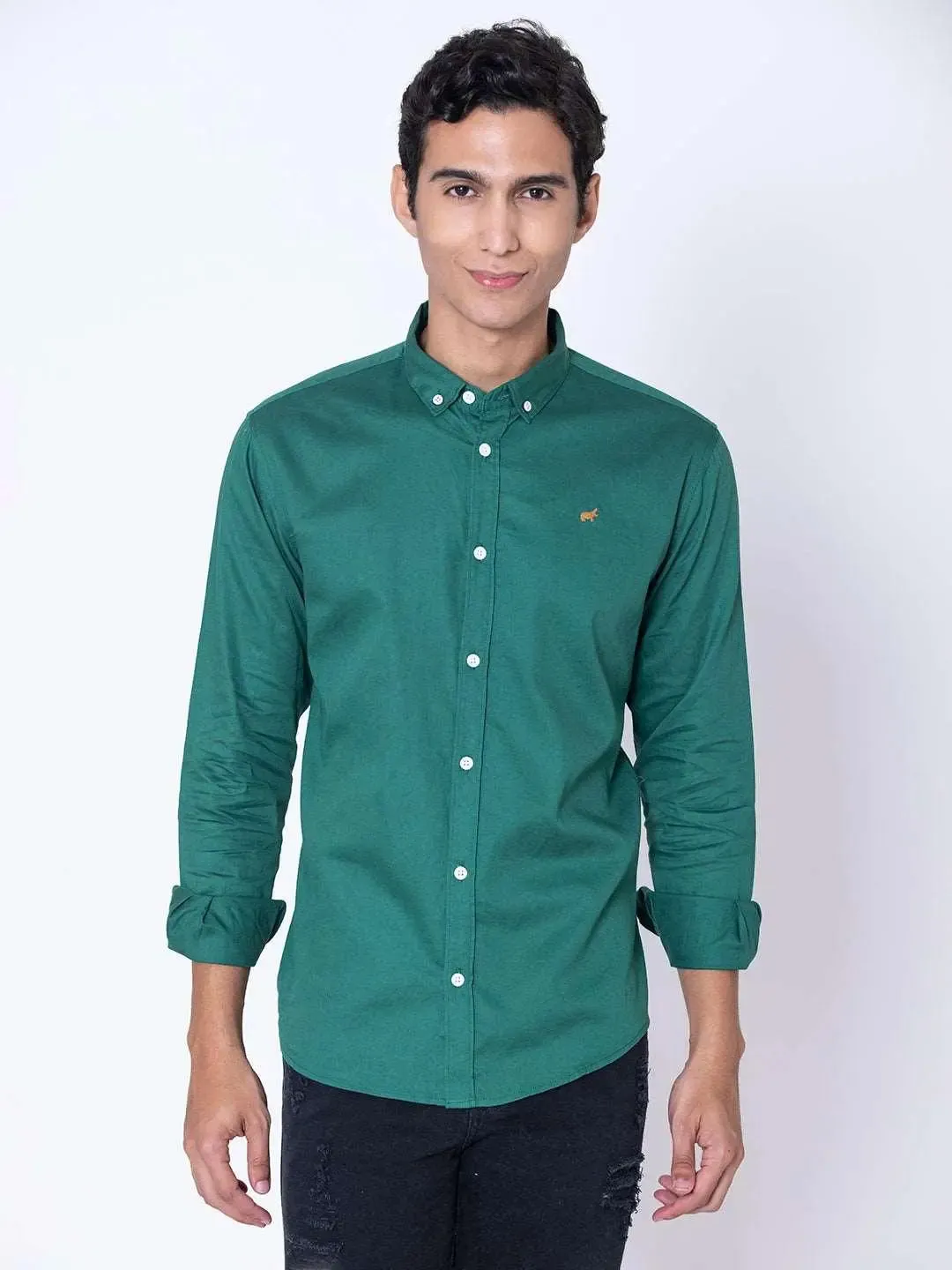 Teal Green Button Down Casual Shirt