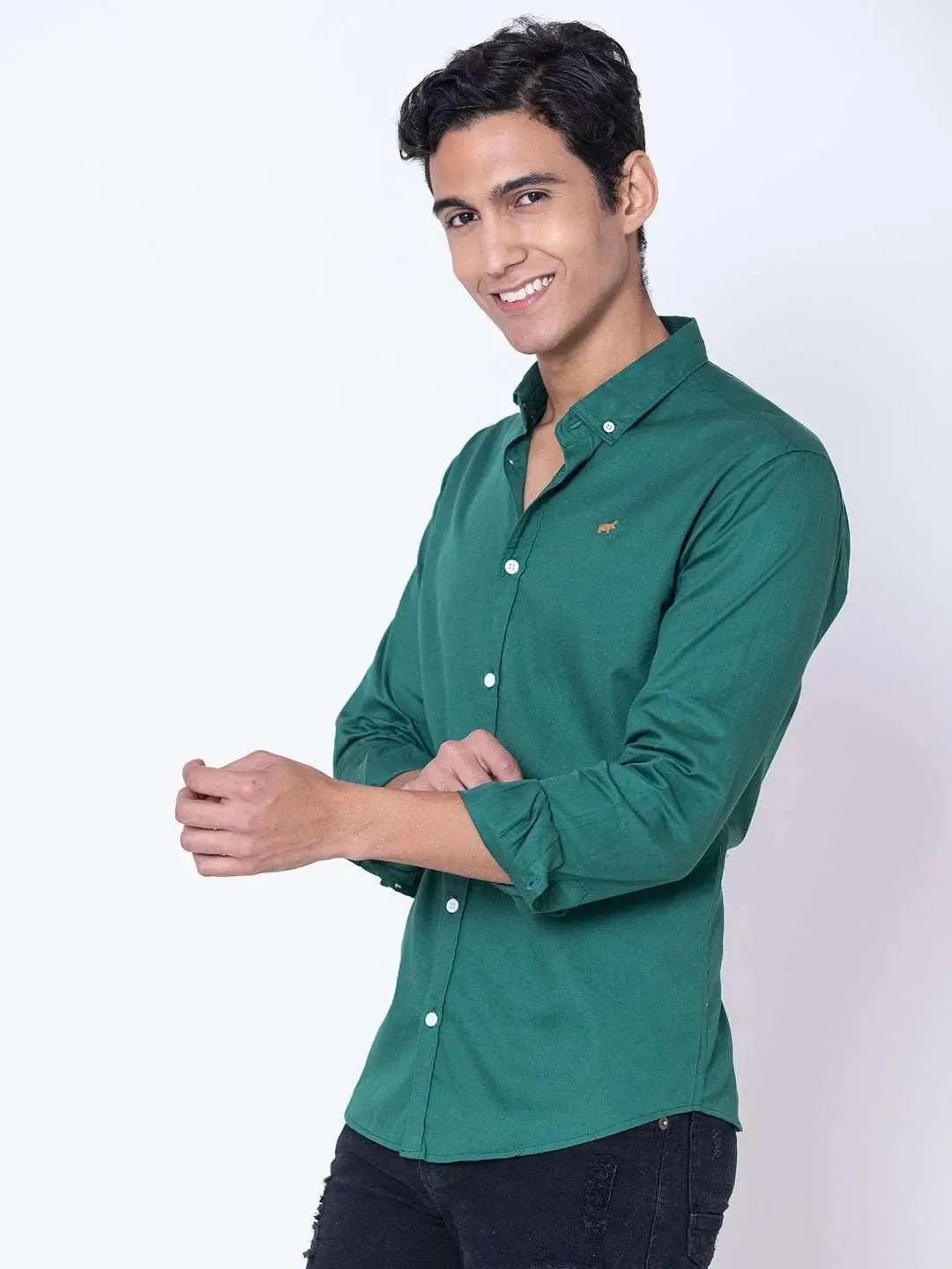 Teal Green Button Down Casual Shirt