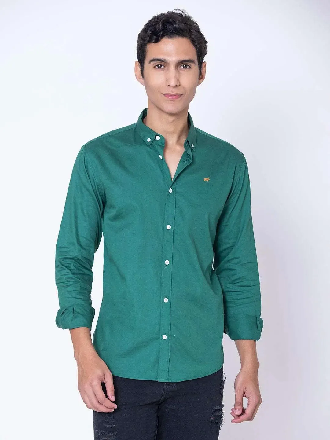 Teal Green Button Down Casual Shirt