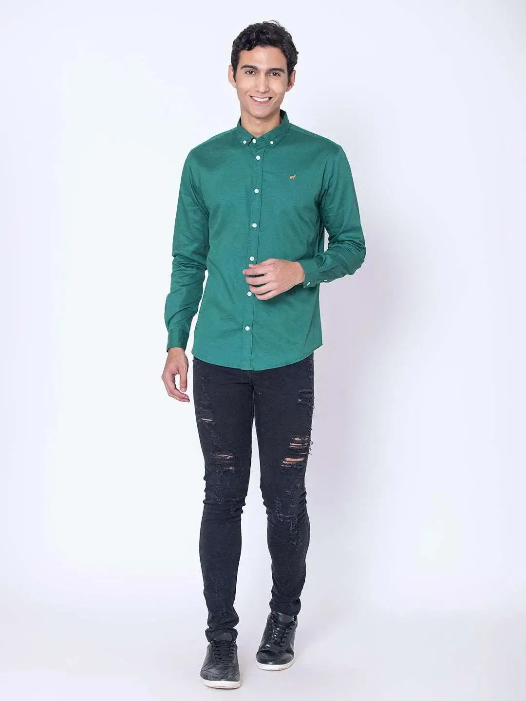 Teal Green Button Down Casual Shirt