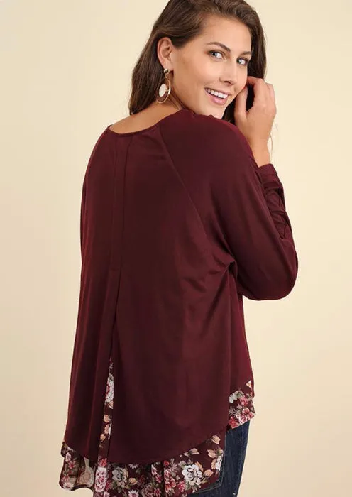 Umgee Hi Lo Contrast Split Back Top - 2 Colors