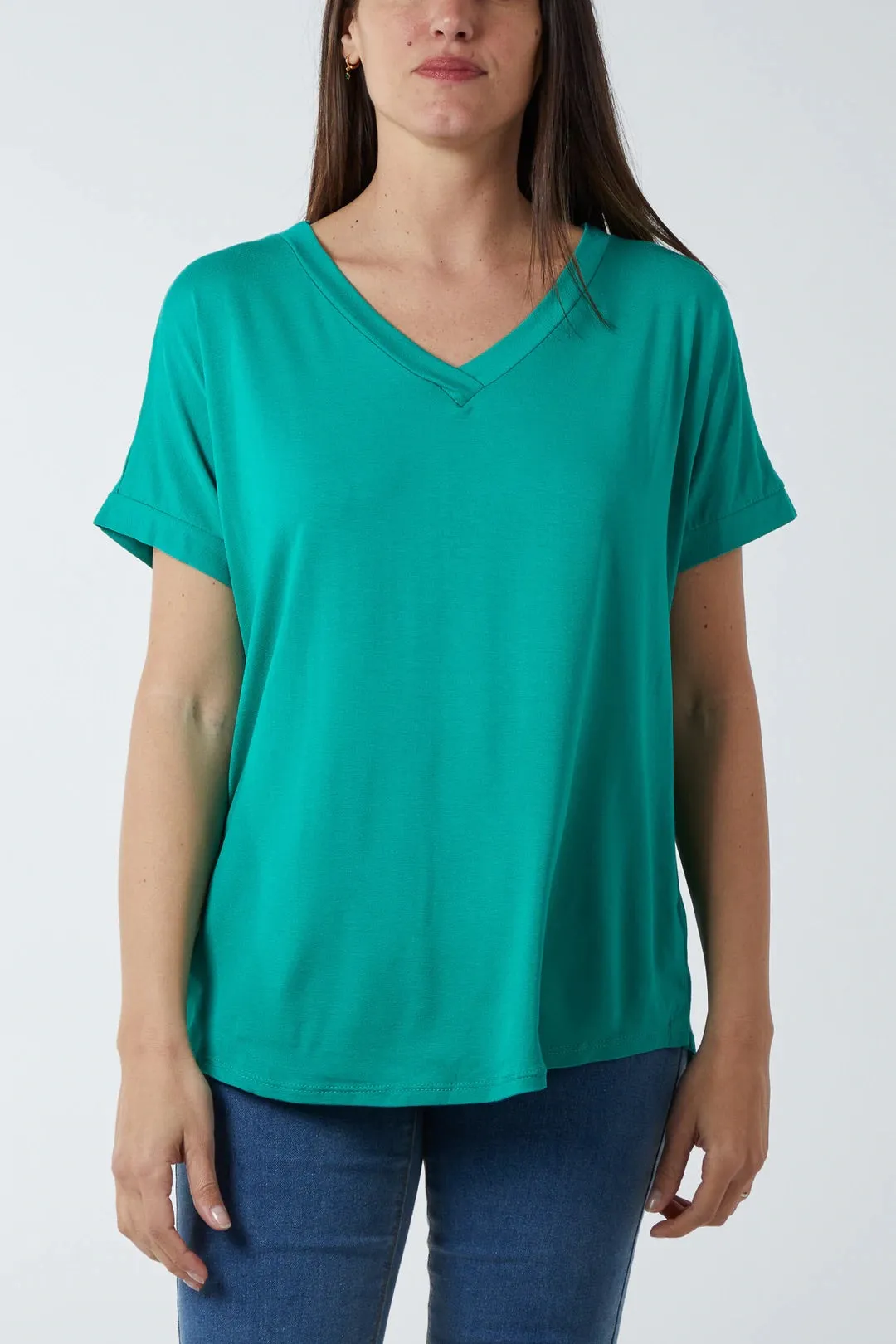 V-Neck Crossover Back Detail T- Shirt (4 Colours)