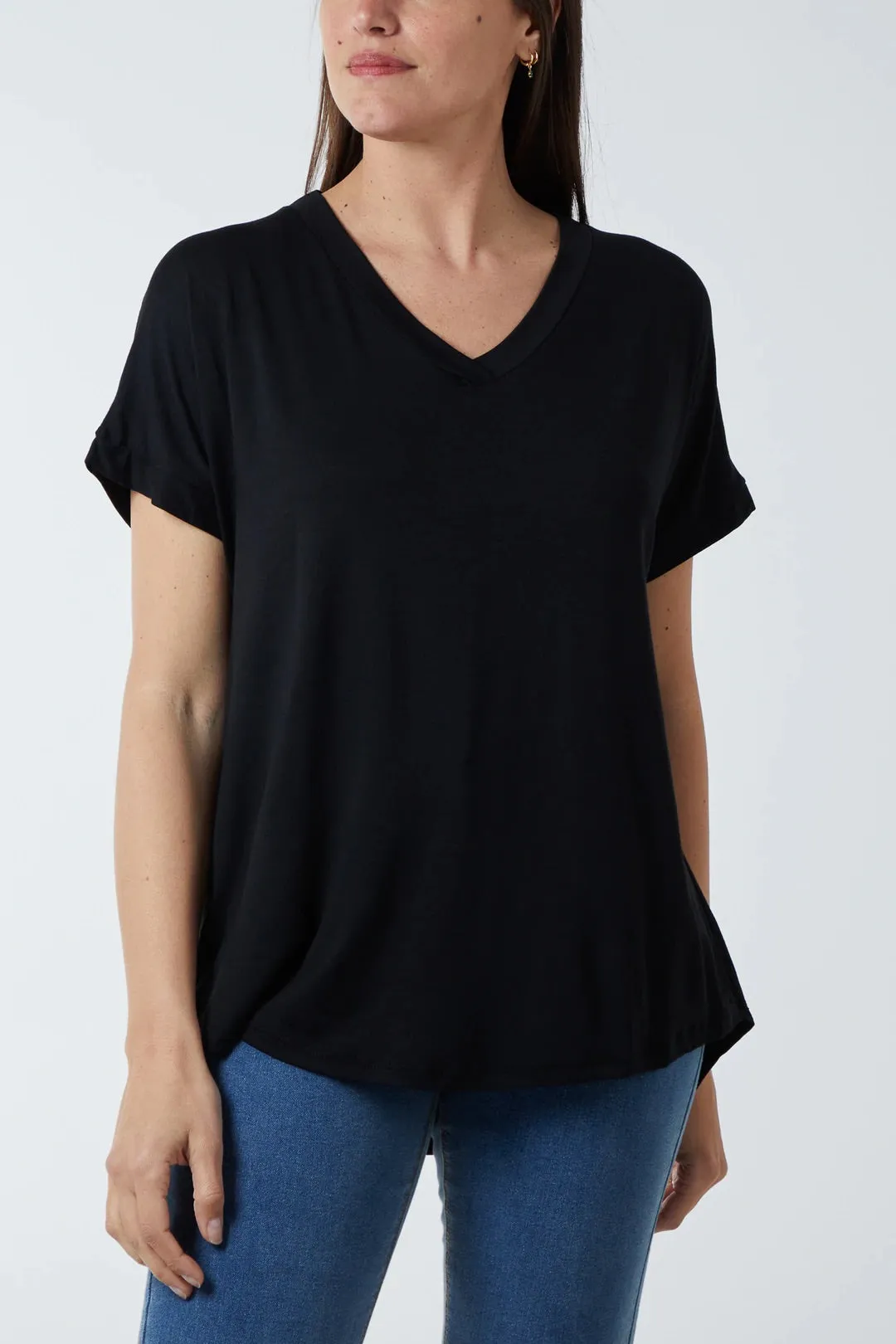 V-Neck Crossover Back Detail T- Shirt (4 Colours)