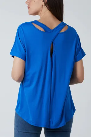 V-Neck Crossover Back Detail T- Shirt (4 Colours)