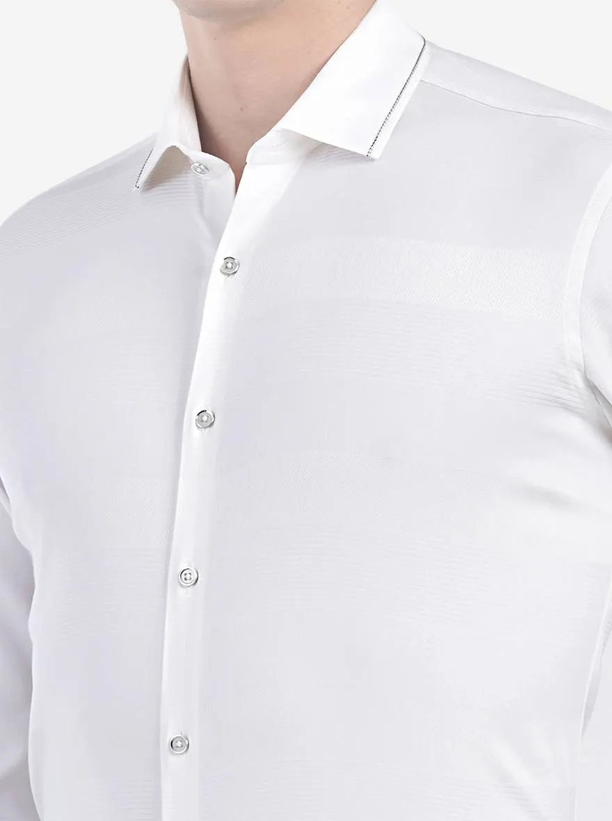 White Striped Slim Fit Party Wear Shirt | JB Studio