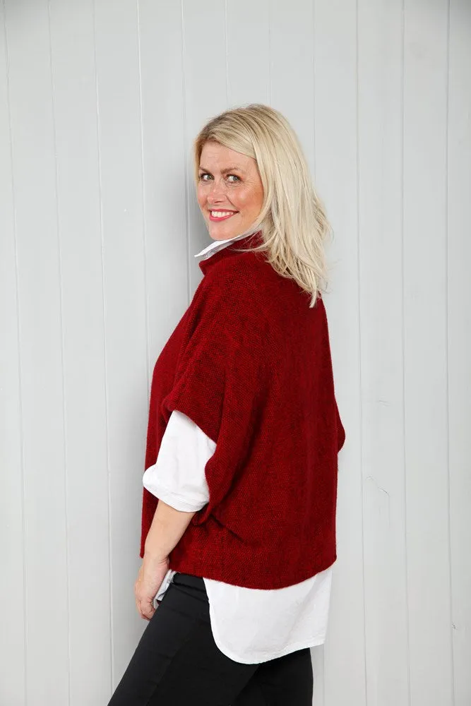 Wine Cowl Poncho Top